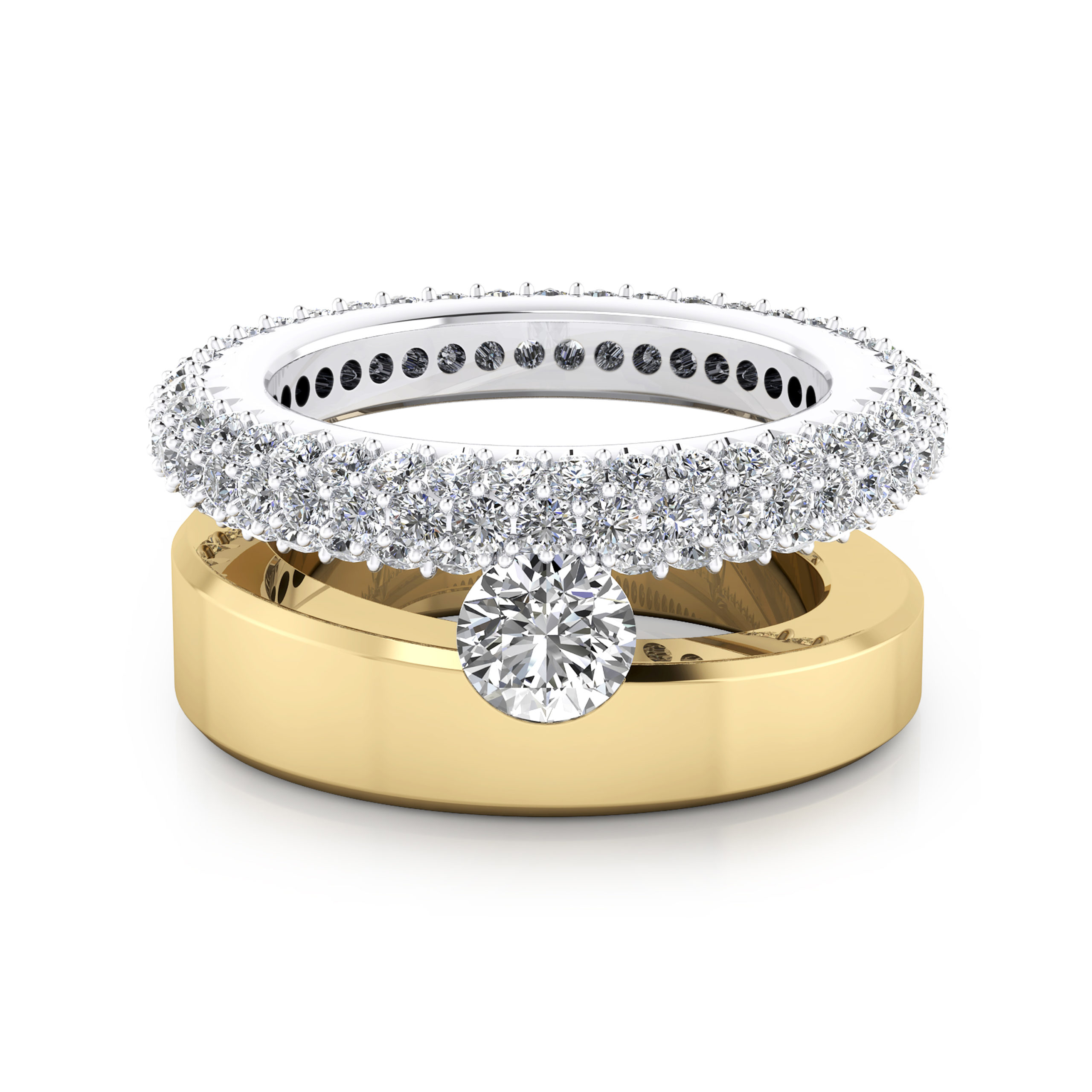 Engagement rings 18k white yellow gold 59 brilliant cut diamond