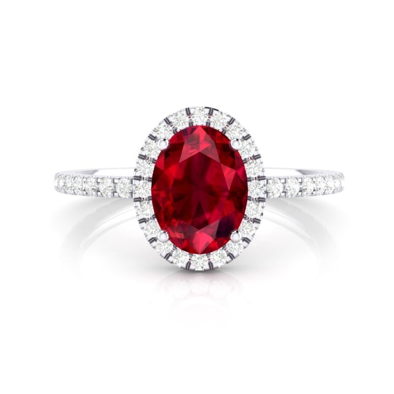anillos de compromiso rubí y diamantes