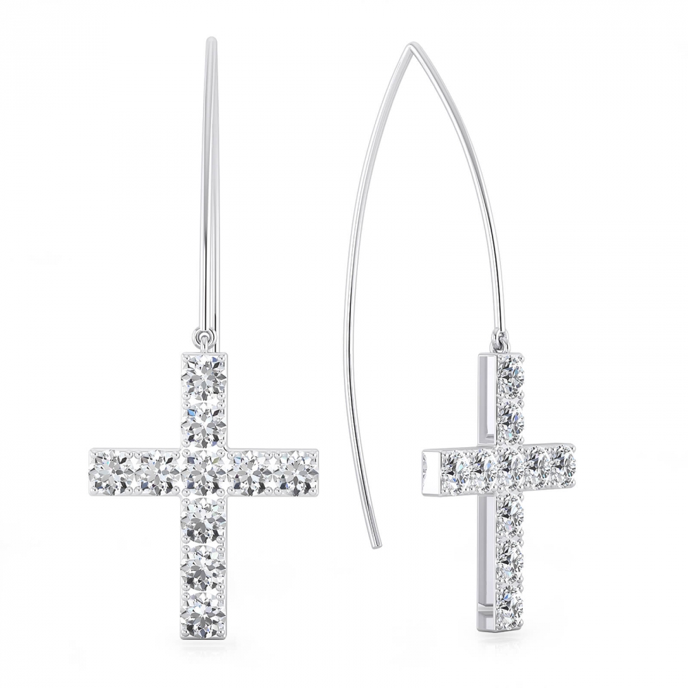 cross shaped diamond earrings